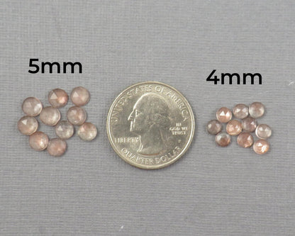 Rose Cut Oregon Sunstone 10 Stone Lots | 4mm or 5mm | Jewelry Making | Mined in the USA | OSR154-OSR155 - Gem Enthusiast