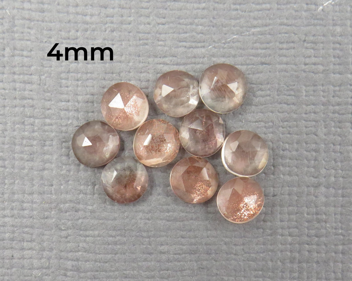 Rose Cut Oregon Sunstone 10 Stone Lots | 4mm or 5mm | Jewelry Making | Mined in the USA | OSR154-OSR155 - Gem Enthusiast