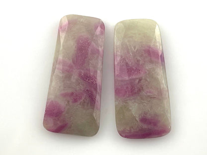 Ruby Included Quartz Pair | 26x12 mm | Rose Cut Natural Loose Gemstone | RC101 - Gem Enthusiast