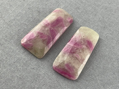 Ruby Included Quartz Pair | 26x12 mm | Rose Cut Natural Loose Gemstone | RC101 - Gem Enthusiast