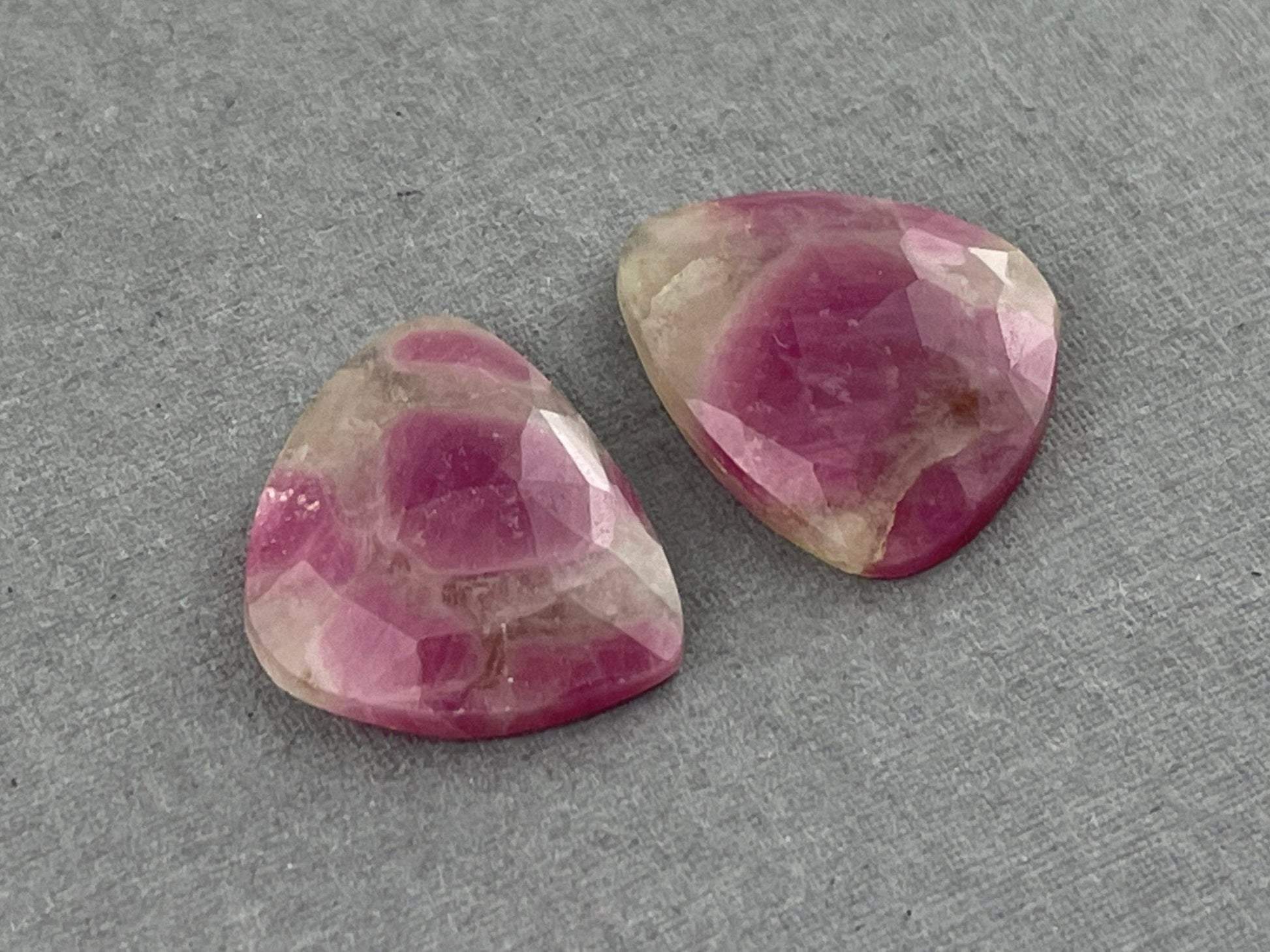 Ruby Included Quartz Pair | Rose Cut Natural Loose Gemstone | RC105 - Gem Enthusiast