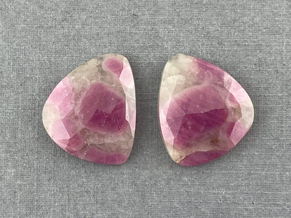 Ruby Included Quartz Pair | Rose Cut Natural Loose Gemstone | RC105 - Gem Enthusiast
