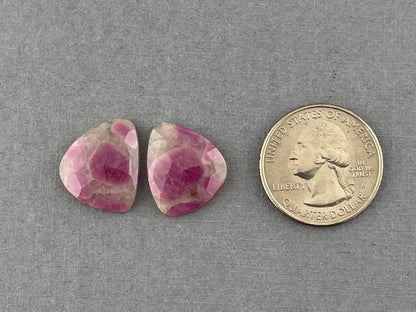 Ruby Included Quartz Pair | Rose Cut Natural Loose Gemstone | RC105 - Gem Enthusiast