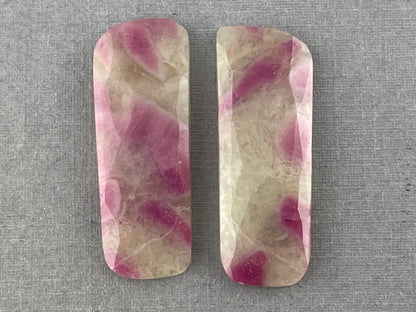 Ruby Included Quartz Pair | Rose Cut Natural Loose Gemstone | RC106 - Gem Enthusiast