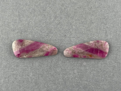 Ruby Included Quartz Pair | Rose Cut Natural Loose Gemstone | RC108 - Gem Enthusiast