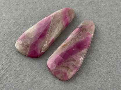 Ruby Included Quartz Pair | Rose Cut Natural Loose Gemstone | RC108 - Gem Enthusiast