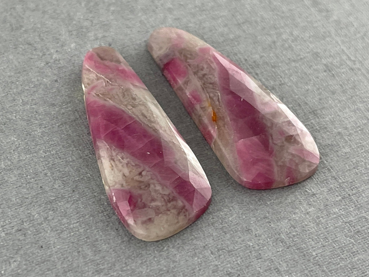 Ruby Included Quartz Pair | Rose Cut Natural Loose Gemstone | RC108 - Gem Enthusiast