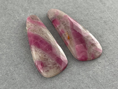 Ruby Included Quartz Pair | Rose Cut Natural Loose Gemstone | RC108 - Gem Enthusiast