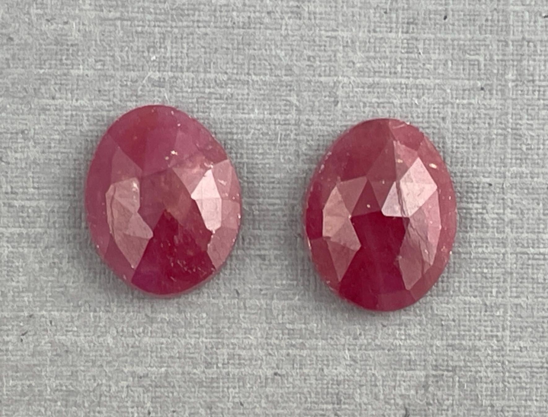 Ruby Rose Cut Cabochon Pair | 12x10 mm | Natural Gemstone | SP534 - Gem Enthusiast
