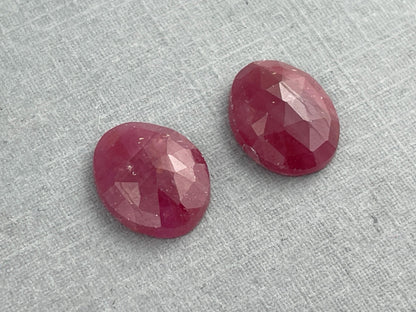 Ruby Rose Cut Cabochon Pair | 12x10 mm | Natural Gemstone | SP534 - Gem Enthusiast