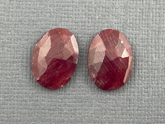 Ruby Rose Cut Cabochon Pair | Natural Corundum Gemstone | 13mm x 10mm | RU425 - Gem Enthusiast