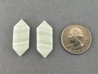 Saturn Chalcedony Cabochon Pair | 29x13 mm | Natural Loose Gemstone | CA205 - Gem Enthusiast