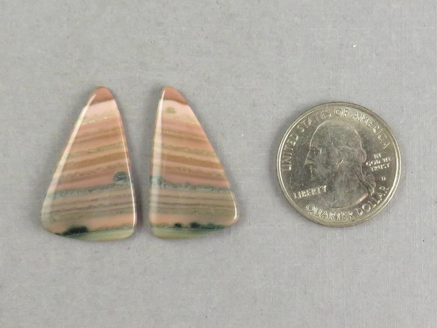 Saturn Chalcedony Triangle Cabochon Pair | 29x17x3 | Natural Loose Gemstone | CA346 - Gem Enthusiast