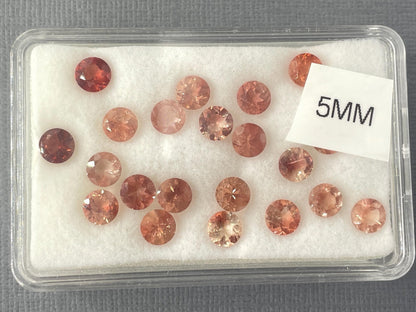 Select a Stone - Oregon Sunstones Faceted Round Gemstones | 5mm - Oregon Sunstone - Gem Enthusiast