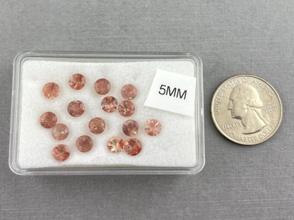 Select a Stone - Oregon Sunstones Faceted Round Gemstones | 5mm - Oregon Sunstone - Gem Enthusiast