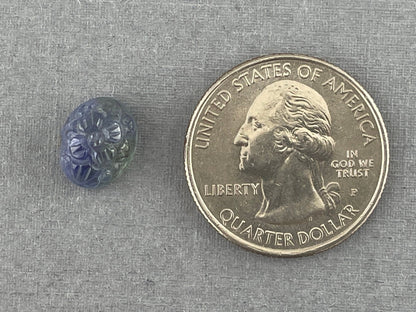 Tanzanite Carved Oval Cabochon | 11x9 Bi - color Natural Loose Gemstones | TA302 - Gem Enthusiast