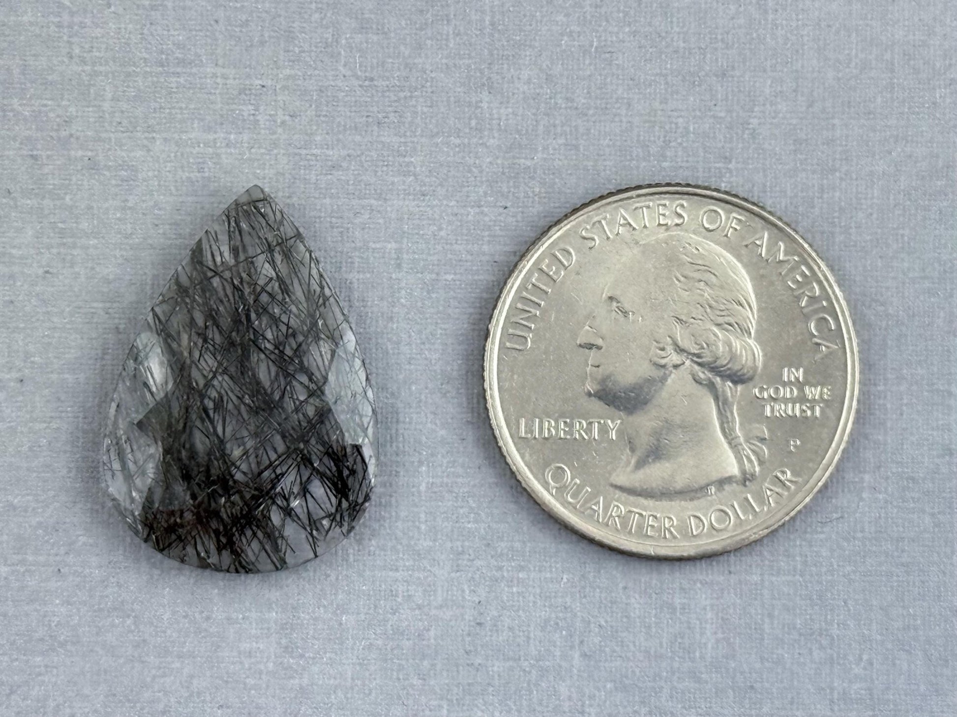 Tourmalinated Quartz Pear | Natural Gemstone | QT115 - Gem Enthusiast