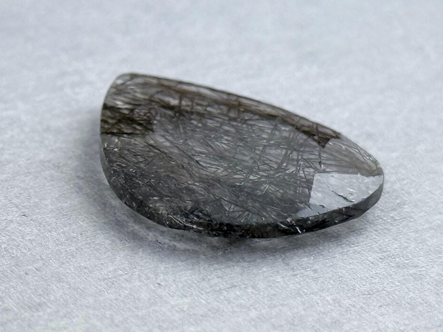 Tourmalinated Quartz Pear | Natural Gemstone | QT115 - Gem Enthusiast