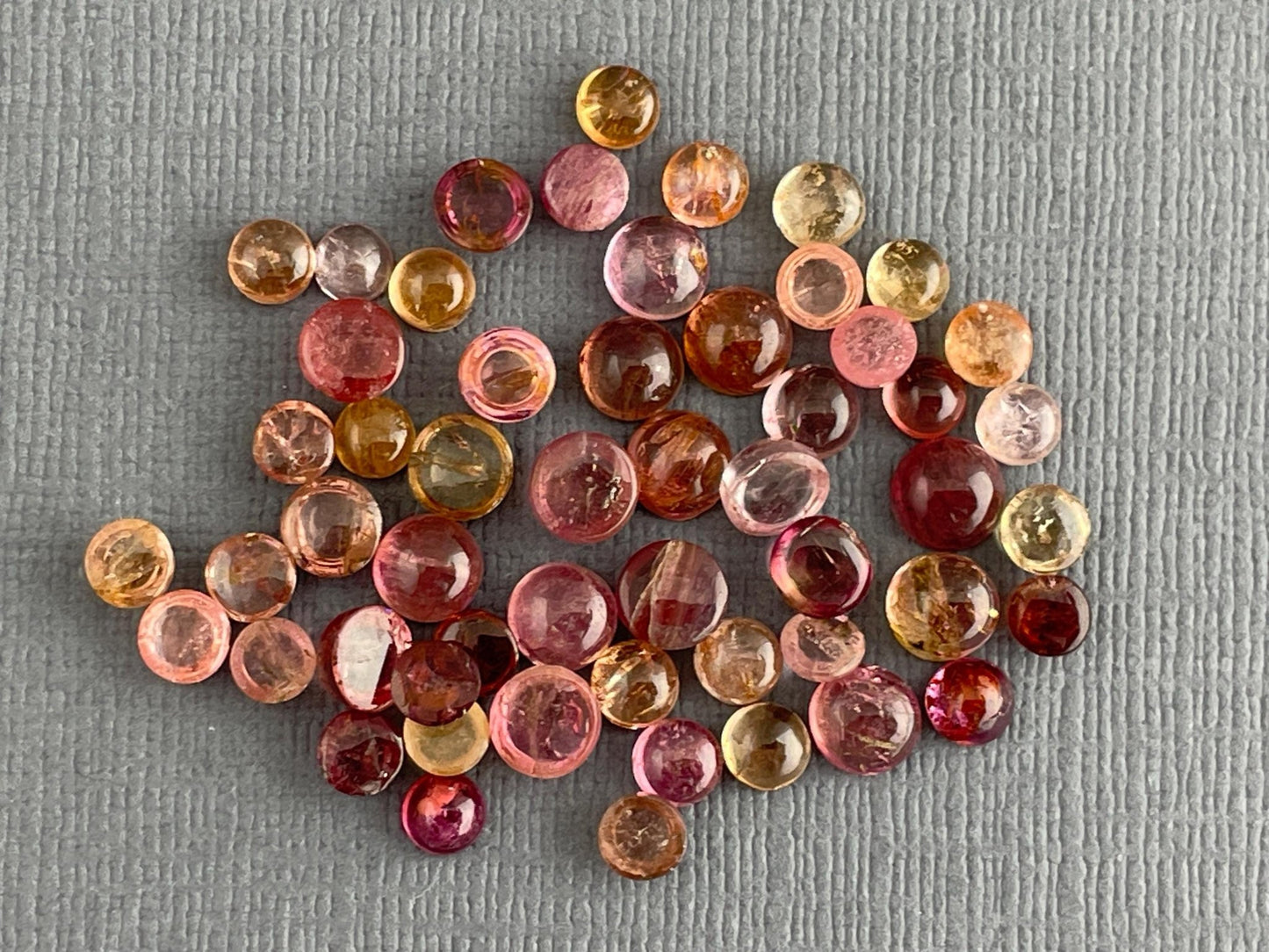 Tourmaline Cabochons | Peach Pink | Small, Round 3.5mm - 5mm | 23 carats | TO224 - Gem Enthusiast