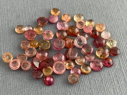 Tourmaline Cabochons | Peach Pink | Small, Round 3.5mm - 5mm | 23 carats | TO224 - Gem Enthusiast