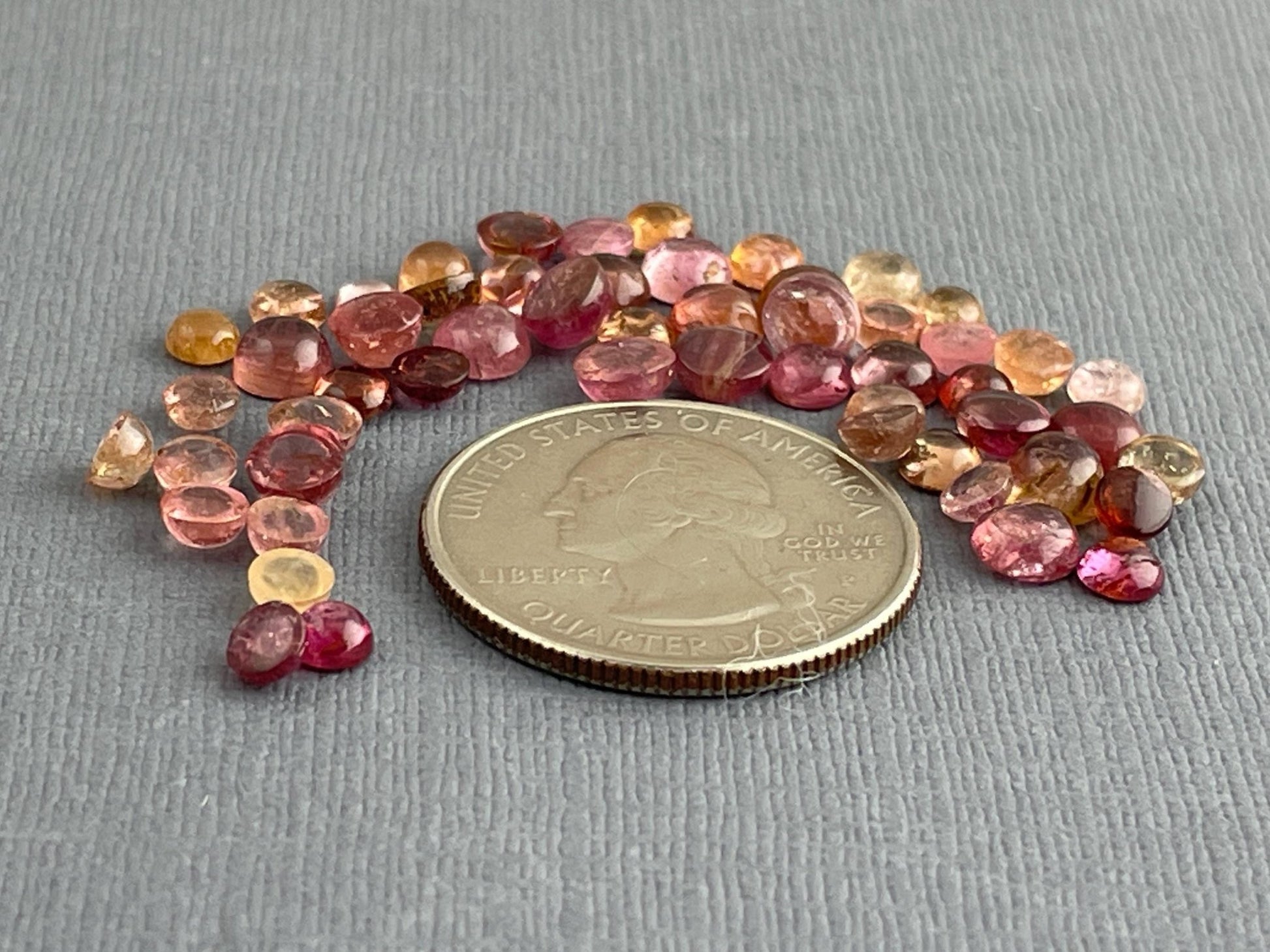 Tourmaline Cabochons | Peach Pink | Small, Round 3.5mm - 5mm | 23 carats | TO224 - Gem Enthusiast
