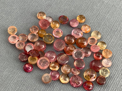 Tourmaline Cabochons | Peach Pink | Small, Round 3.5mm - 5mm | 23 carats | TO224 - Gem Enthusiast