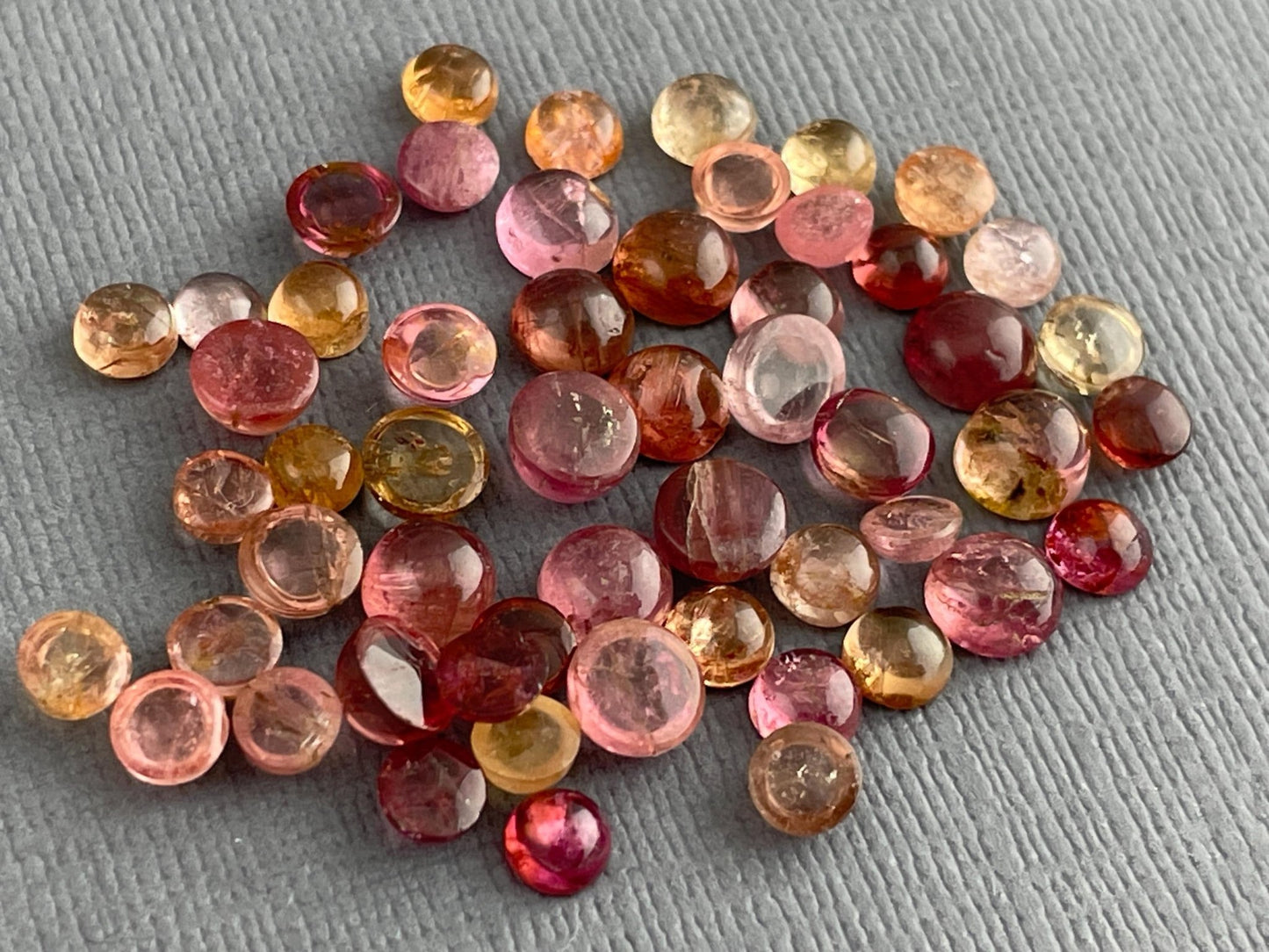 Tourmaline Cabochons | Peach Pink | Small, Round 3.5mm - 5mm | 23 carats | TO224 - Gem Enthusiast