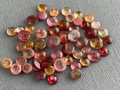 Tourmaline Cabochons | Peach Pink | Small, Round 3.5mm - 5mm | 23 carats | TO224 - Gem Enthusiast
