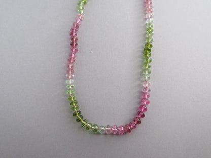 Tourmaline Necklace | Transparent Green and Pink | Hand Knotted Silk, 14k Gold Filled | October Birthstone | Layering 17.5 inches - Gem Enthusiast