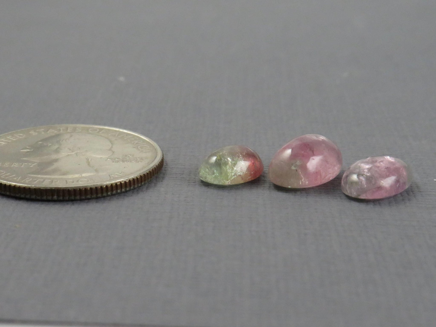 Watermelon Tourmaline Cabochon Oval | 9 - 11.5, depth 4 - 5 mm, 7.64ct | 3 - Stone Lot | TO559 - Gem Enthusiast