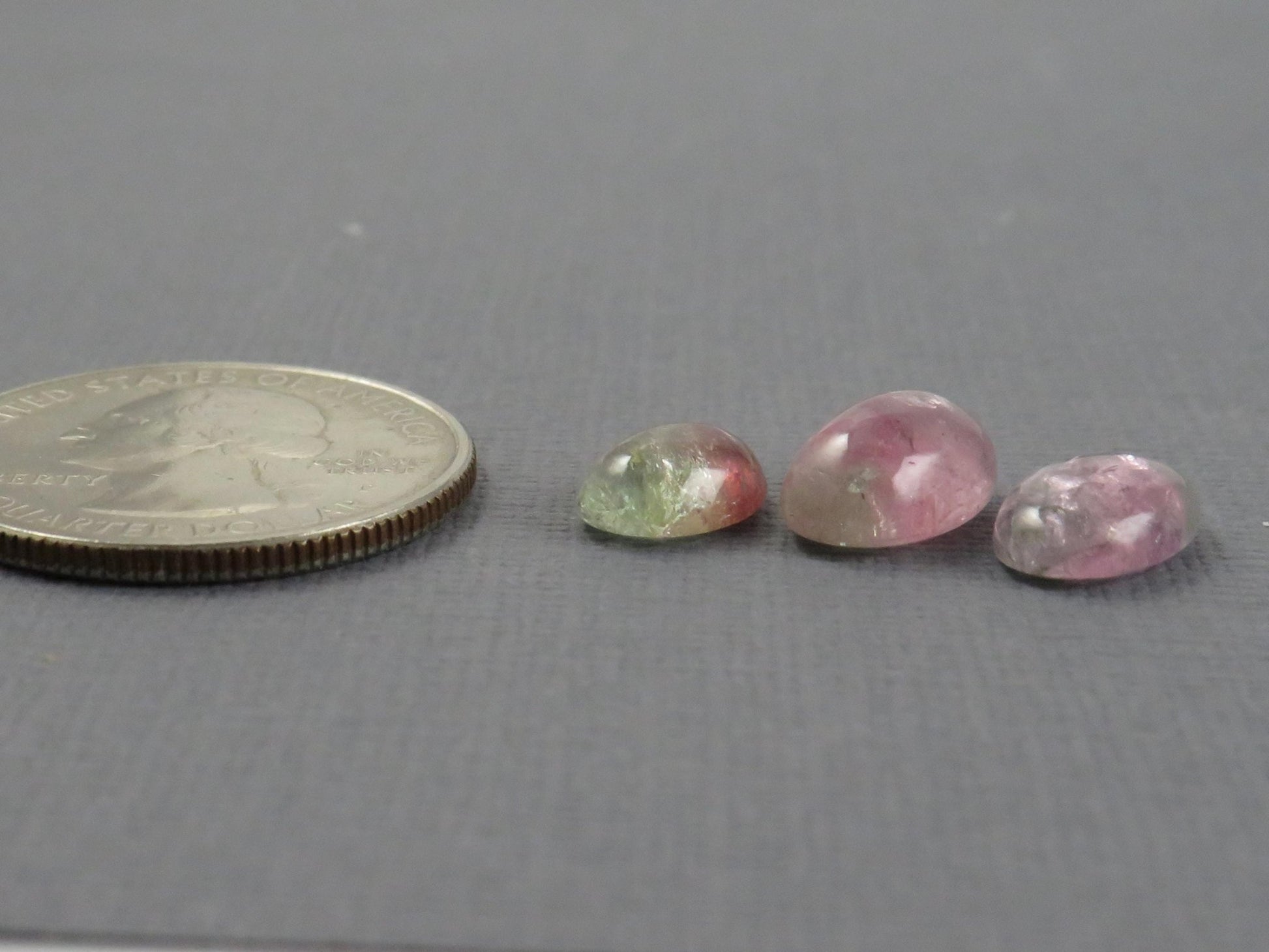 Watermelon Tourmaline Cabochon Oval | 9 - 11.5, depth 4 - 5 mm, 7.64ct | 3 - Stone Lot | TO559 - Gem Enthusiast