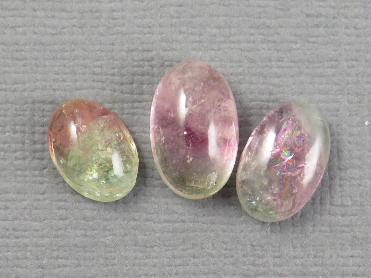 Watermelon Tourmaline Cabochon Oval | 9 - 11.5, depth 4 - 5 mm, 7.64ct | 3 - Stone Lot | TO559 - Gem Enthusiast